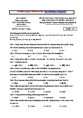 Đề thi thử lần 1 THPT Quốc gia môn Hóa học năm 2017 - Mã đề 132 - Trường THPT chuyên Thoại Ngọc Hầu (Có đáp án)